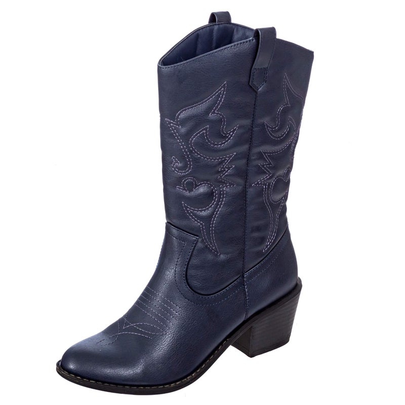 Charles Albert Womens Boot Embroidered Modern Western Cowboy, Navy (7) Cowboy_Style_Navy_7 - Image 3